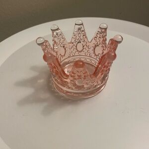 Elegant Pink Crown Glass Accent
